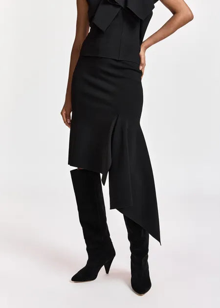 LEO BOUTIQUE Kap Knitted Skirt w/ Frill | Black ESSENTIEL ANTWERP