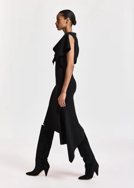 LEO BOUTIQUE Kap Knitted Skirt w/ Frill | Black ESSENTIEL ANTWERP