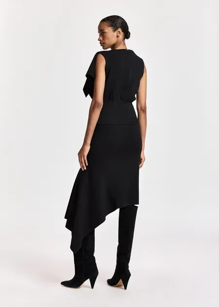 LEO BOUTIQUE Kap Knitted Skirt w/ Frill | Black ESSENTIEL ANTWERP