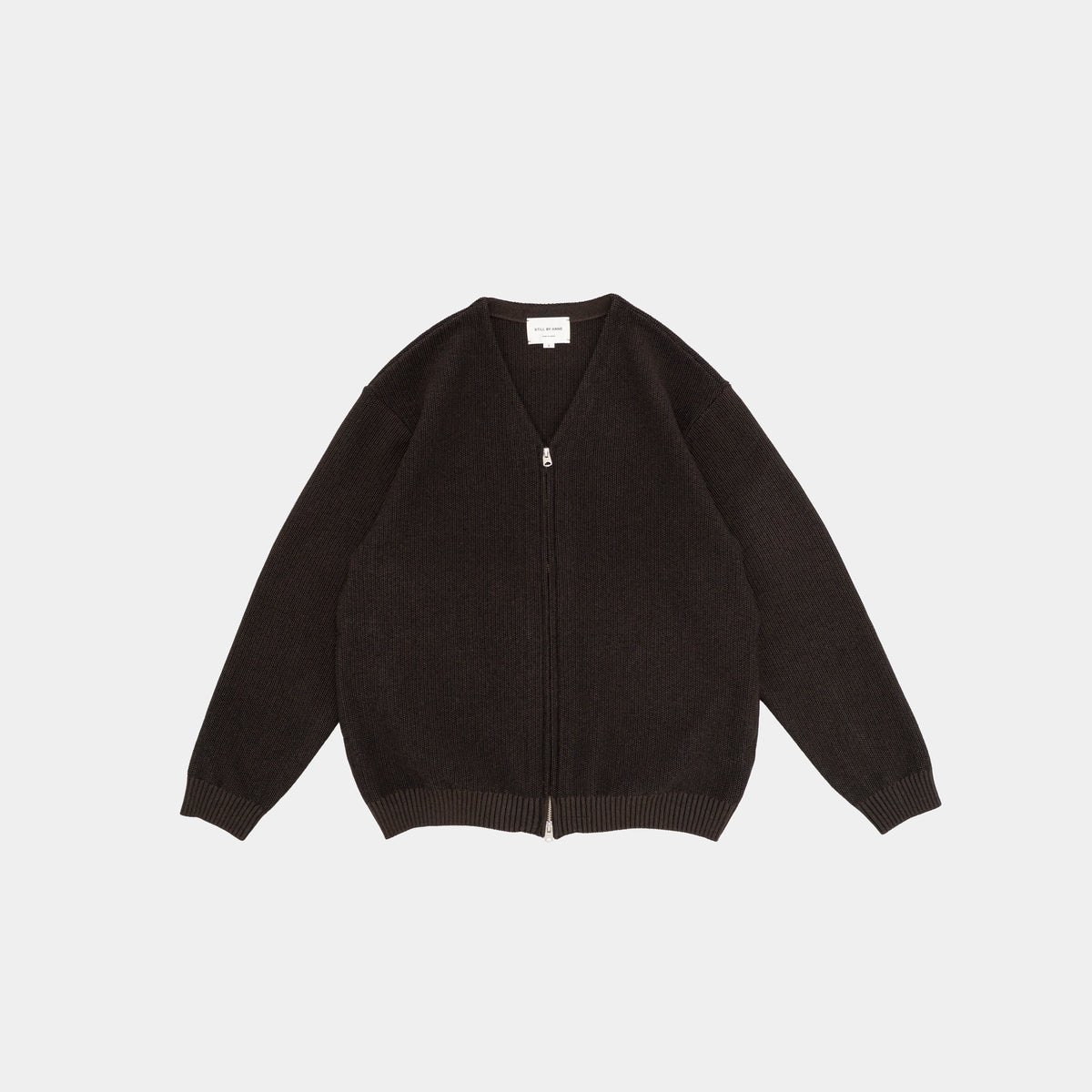 STILL BY HAND Zip Up Cardigan |  Brown Charcoal LEO BOUTIQUE