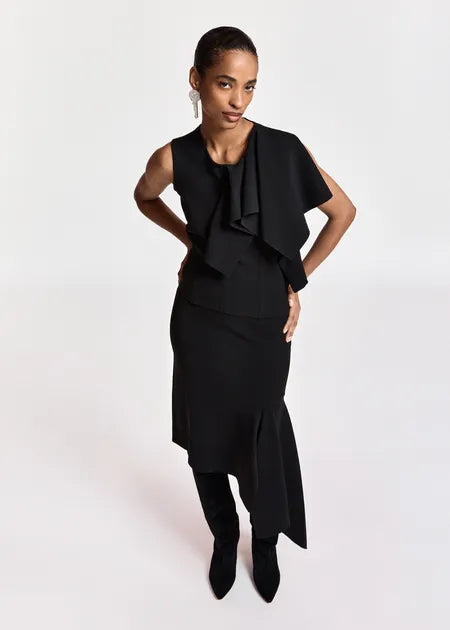 LEO BOUTIQUE Know Knitted Top w/Frill | Black ESSENTIEL ANTWERP