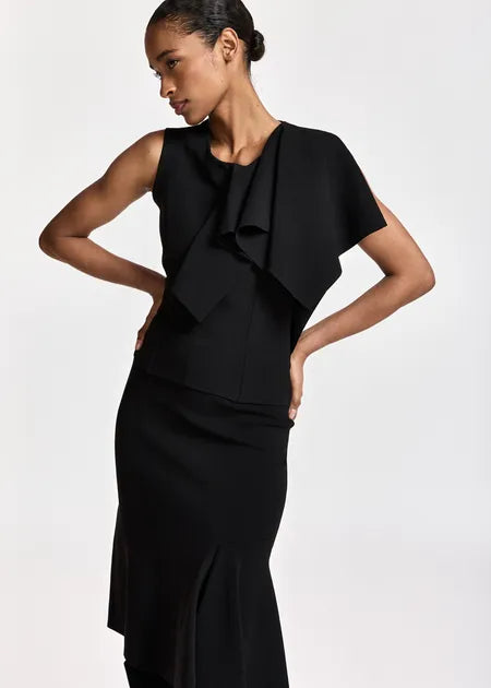 LEO BOUTIQUE Know Knitted Top w/Frill | Black ESSENTIEL ANTWERP