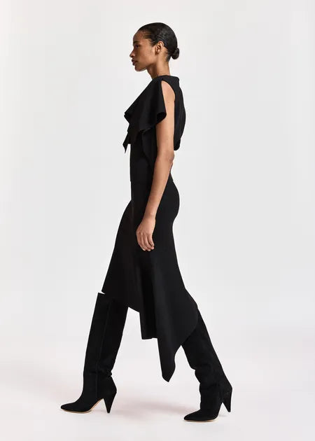 LEO BOUTIQUE Know Knitted Top w/Frill | Black ESSENTIEL ANTWERP