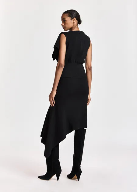 LEO BOUTIQUE Know Knitted Top w/Frill | Black ESSENTIEL ANTWERP