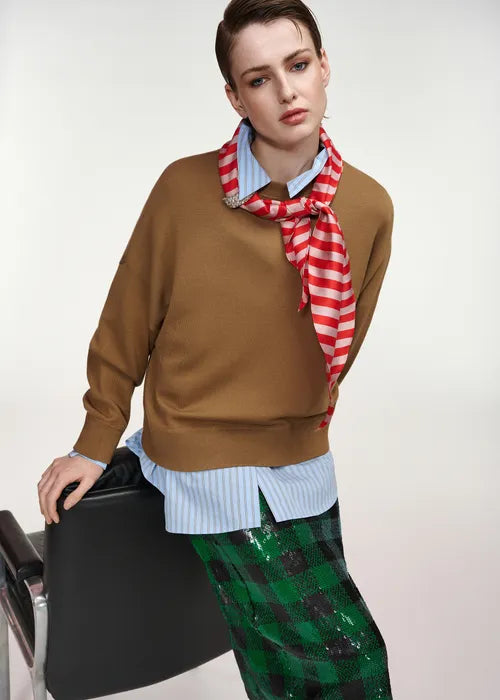 LEO BOUTIQUE Kurtis Pullover w/Scarf | Camel Club ESSENTIEL ANTWERP 