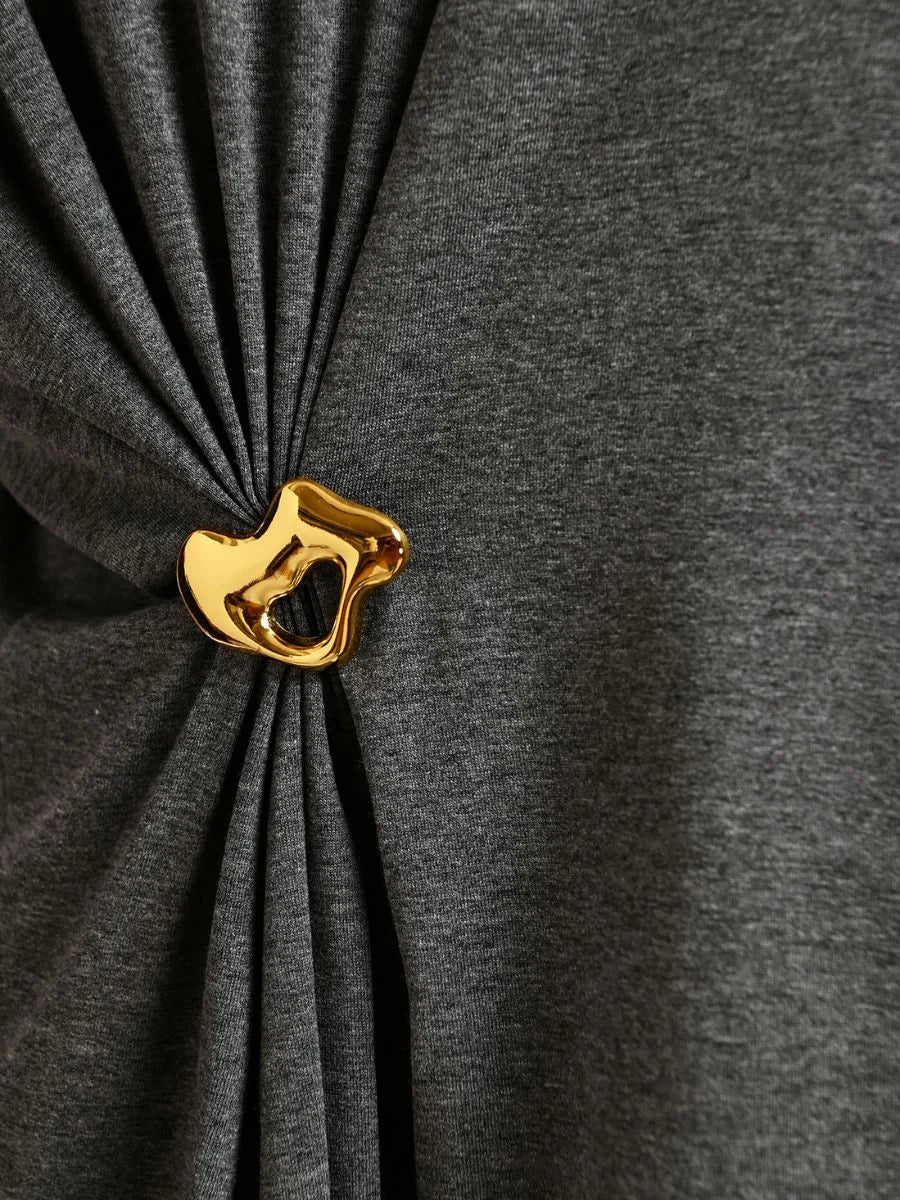 ESSENTIEL ANTWERP Kuba T-shirt With Brooch | Steel LEO BOUTIQUE