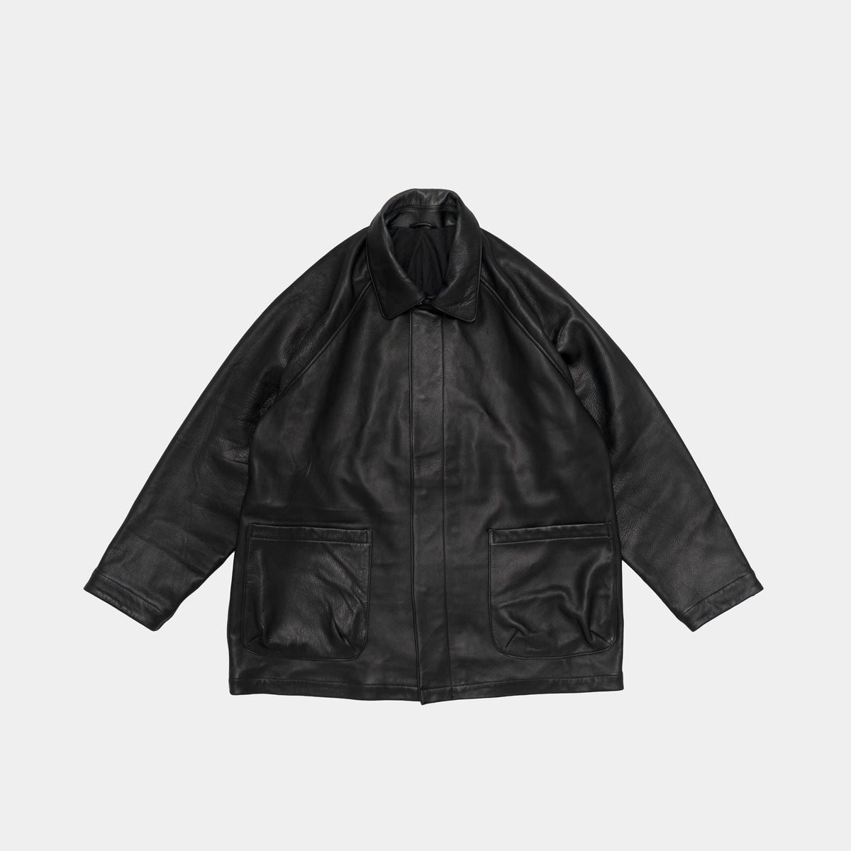 STILL BY HAND Leather Half Coat | Black LEO BOUTIQUE