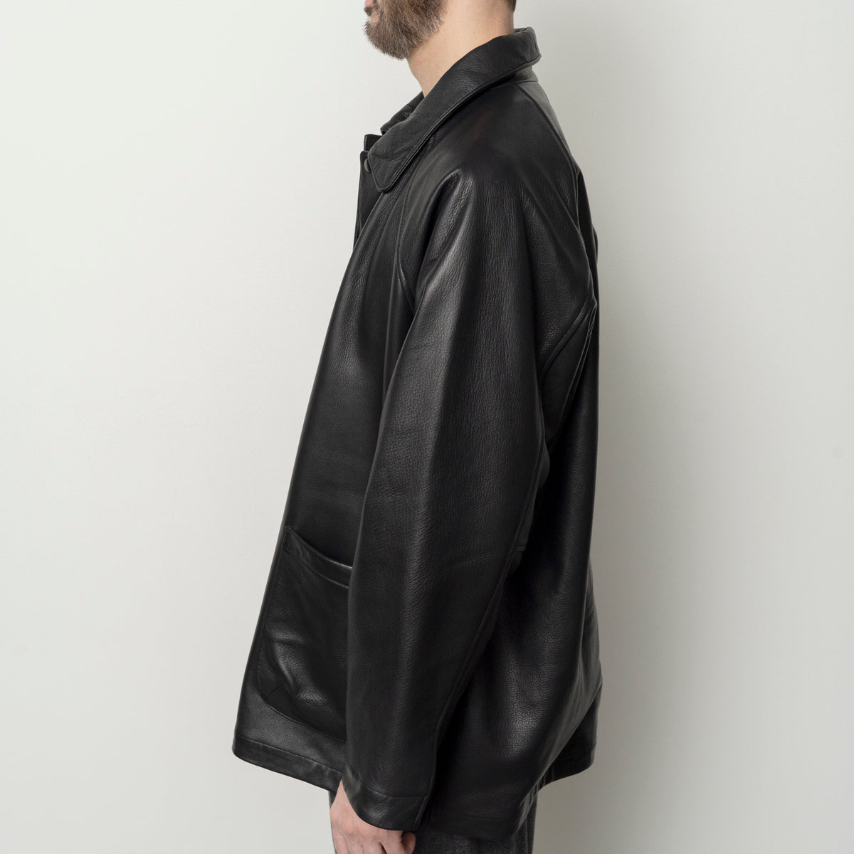 STILL BY HAND Leather Half Coat | Black LEO BOUTIQUE