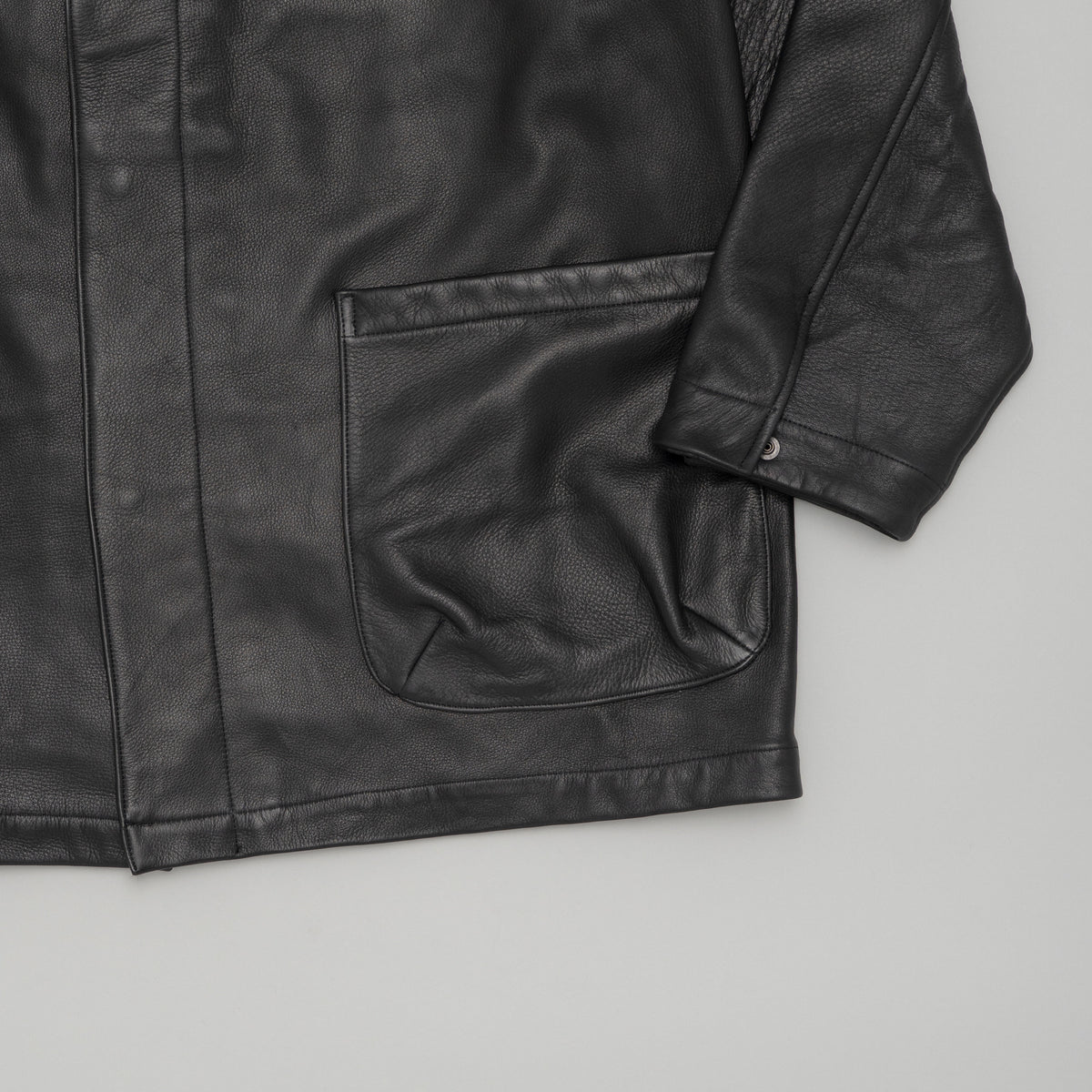 STILL BY HAND Leather Half Coat | Black LEO BOUTIQUE