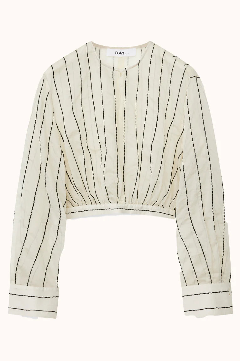 DAY Birger et Mikkelsen Leonie Blouse | Sheer Stripe/Pistachio Shell LEO BOUTIQUE