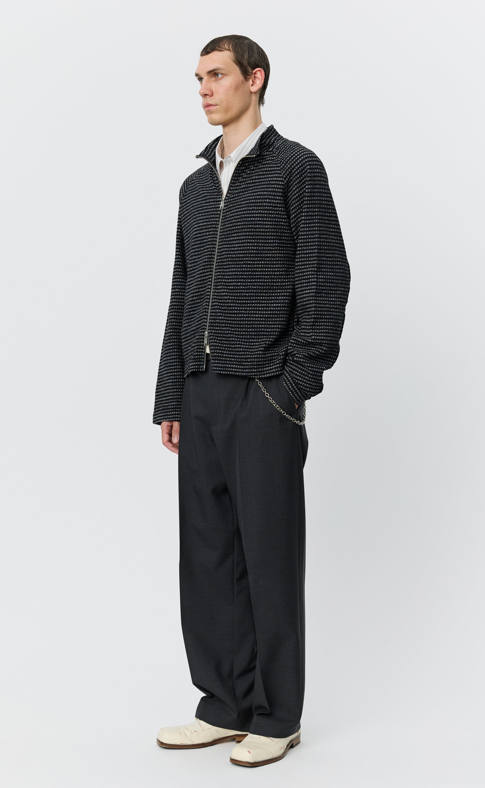 MFPEN Leisure Zip Up | Black Experienced Check LEO BOUTIQUE