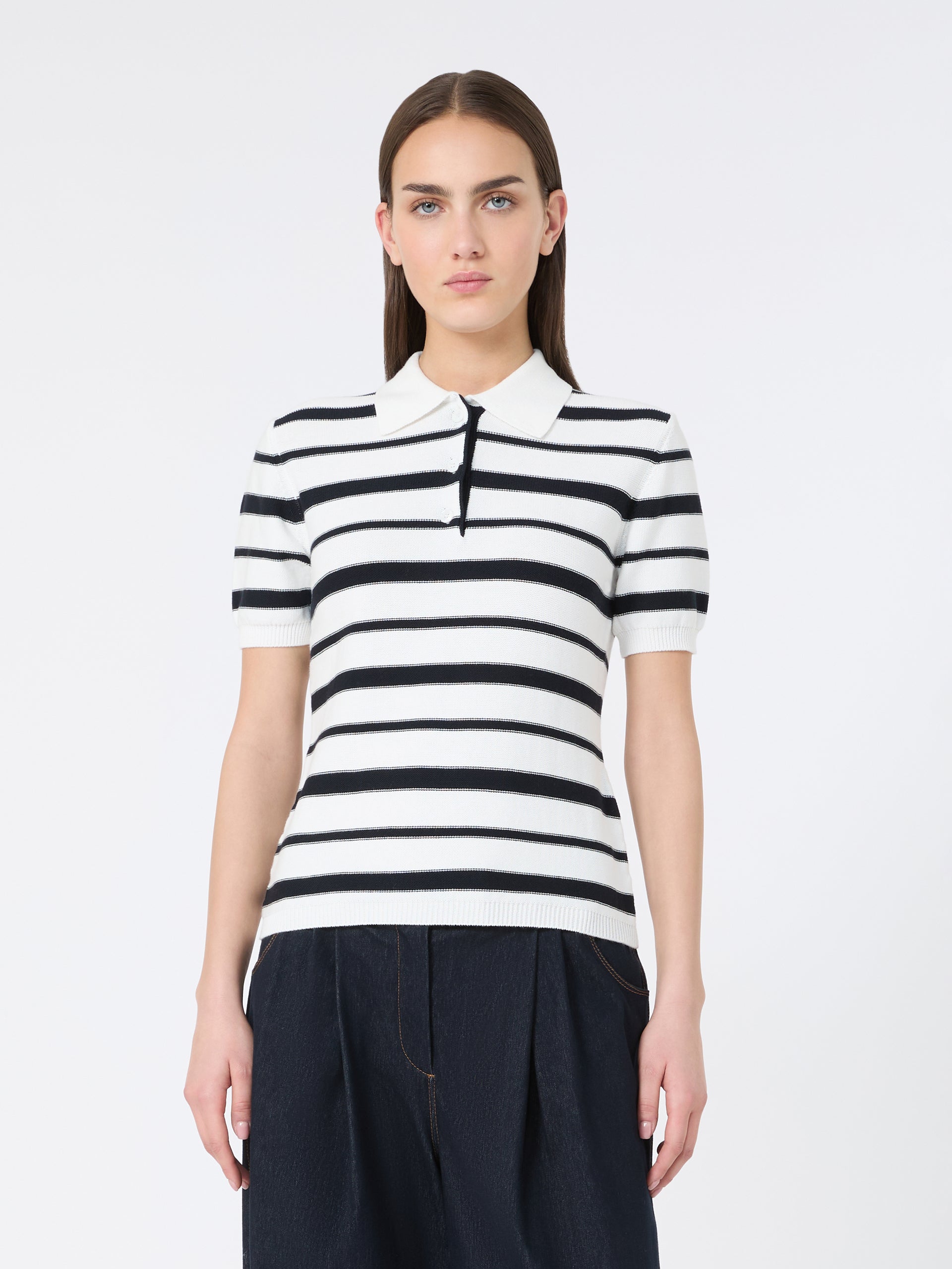 MM by MAX MARA Carioca Knit Polo | Black\White Stripe LEO BOUTIQUE