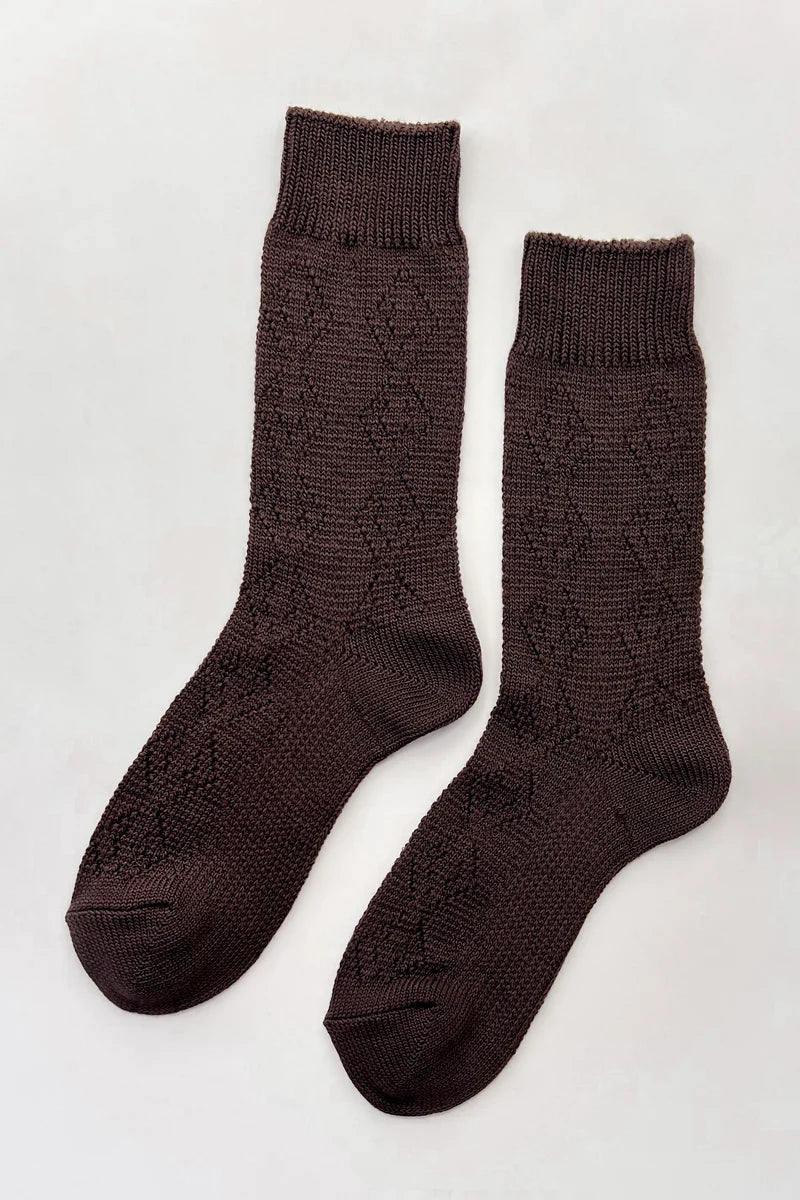 LE BON SHOPPE Modal Eyelet Socks | Brown LEO BOUTIQUE