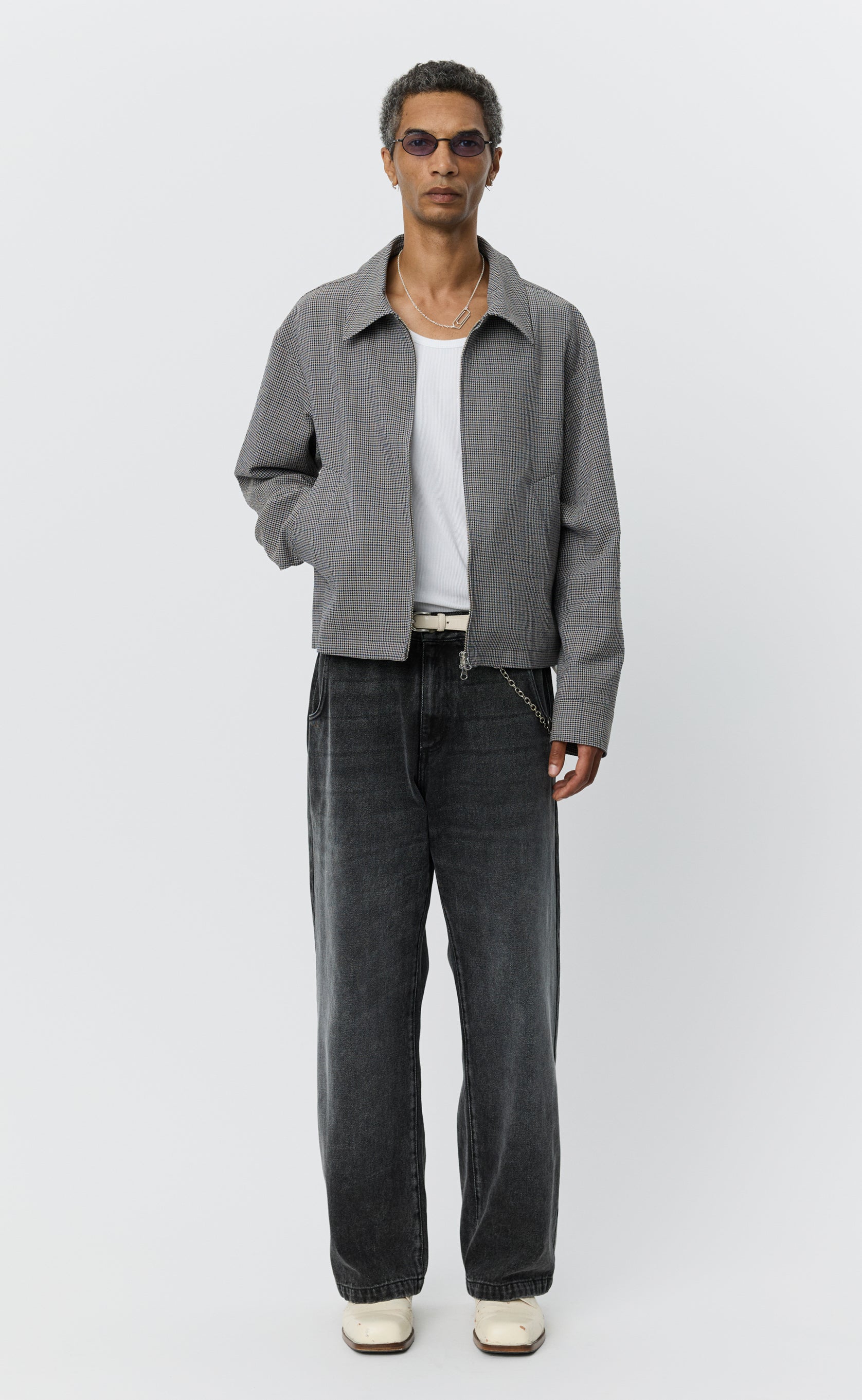 MFPEN Mail Jacket | Taupe Check LEO BOUTIQUE