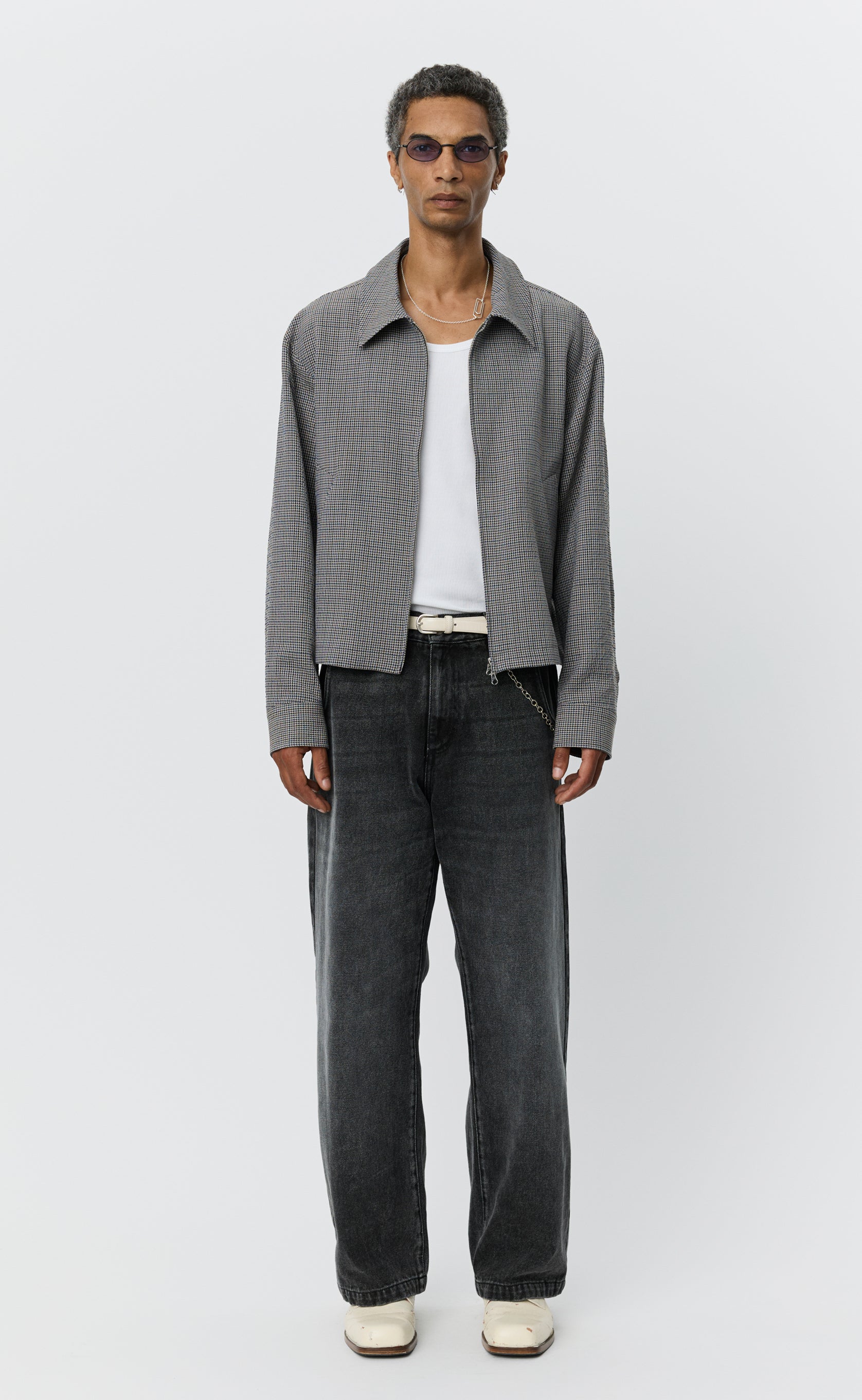 MFPEN Mail Jacket | Taupe Check LEO BOUTIQUE