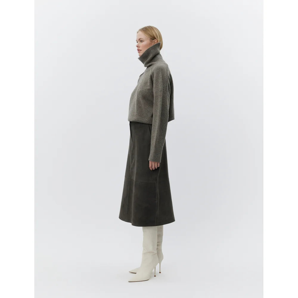 LEO BOUTIQUE Melo Suede Midi Skirt | Espresso DAY Birger et Mikkelsen