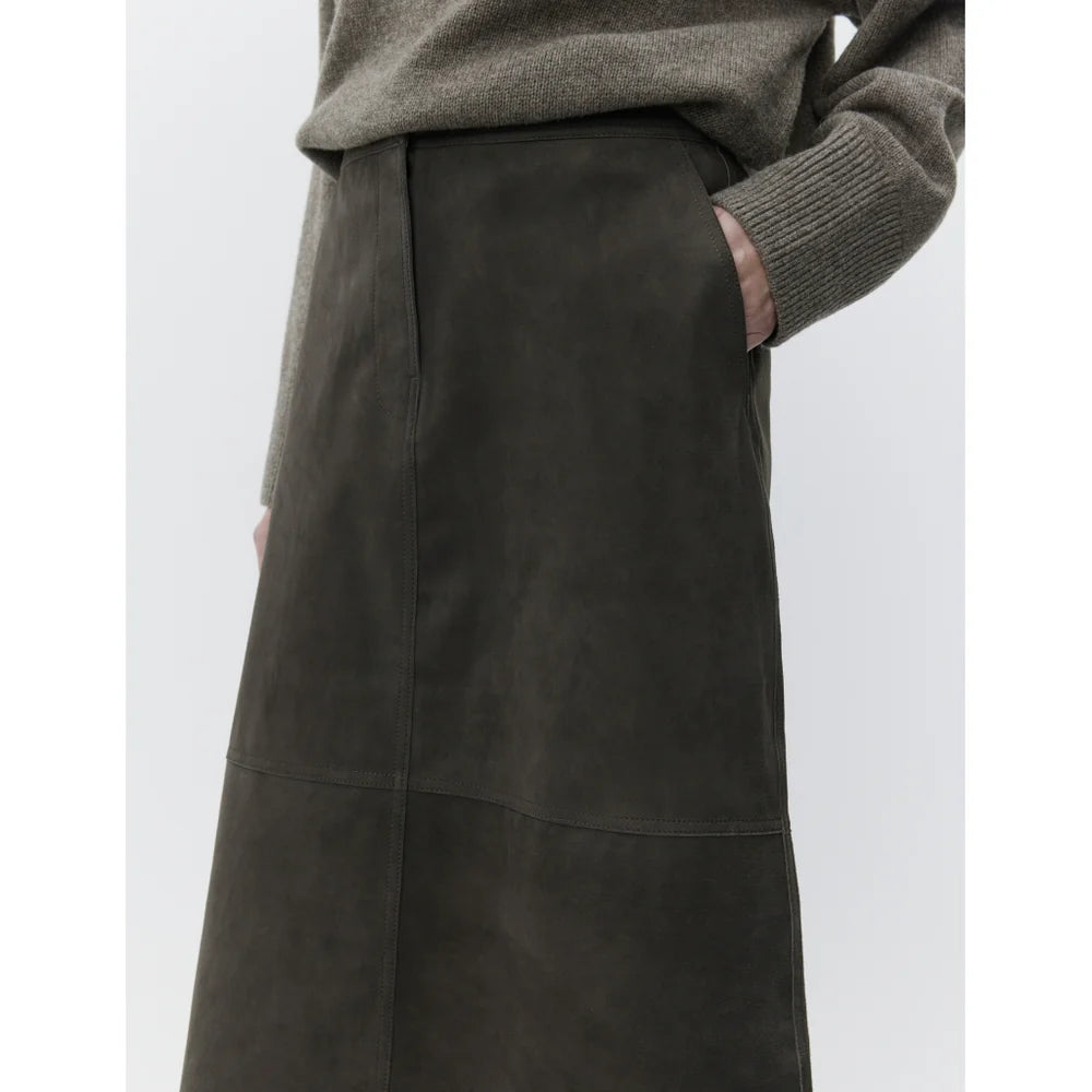 LEO BOUTIQUE Melo Suede Midi Skirt | Espresso DAY Birger et Mikkelsen
