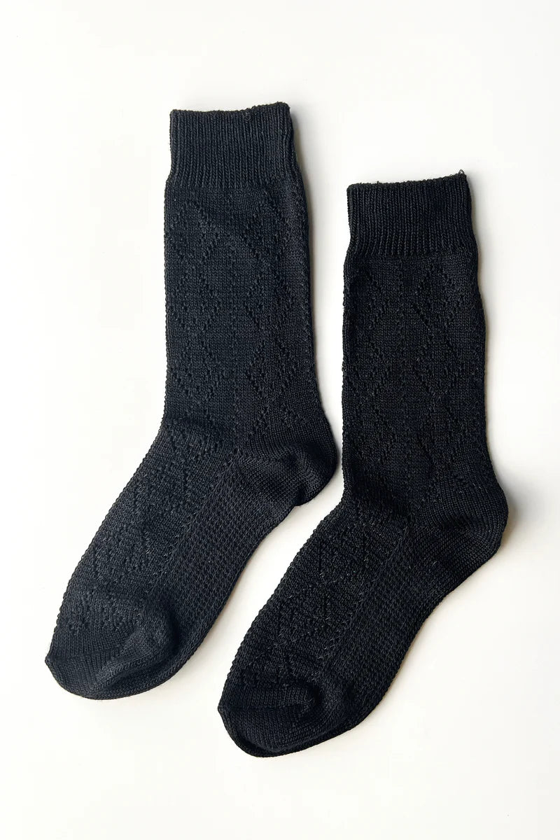 LE BON SHOPPE Modal Eyelet Socks | Jet Black LEO BOUTIQUE
