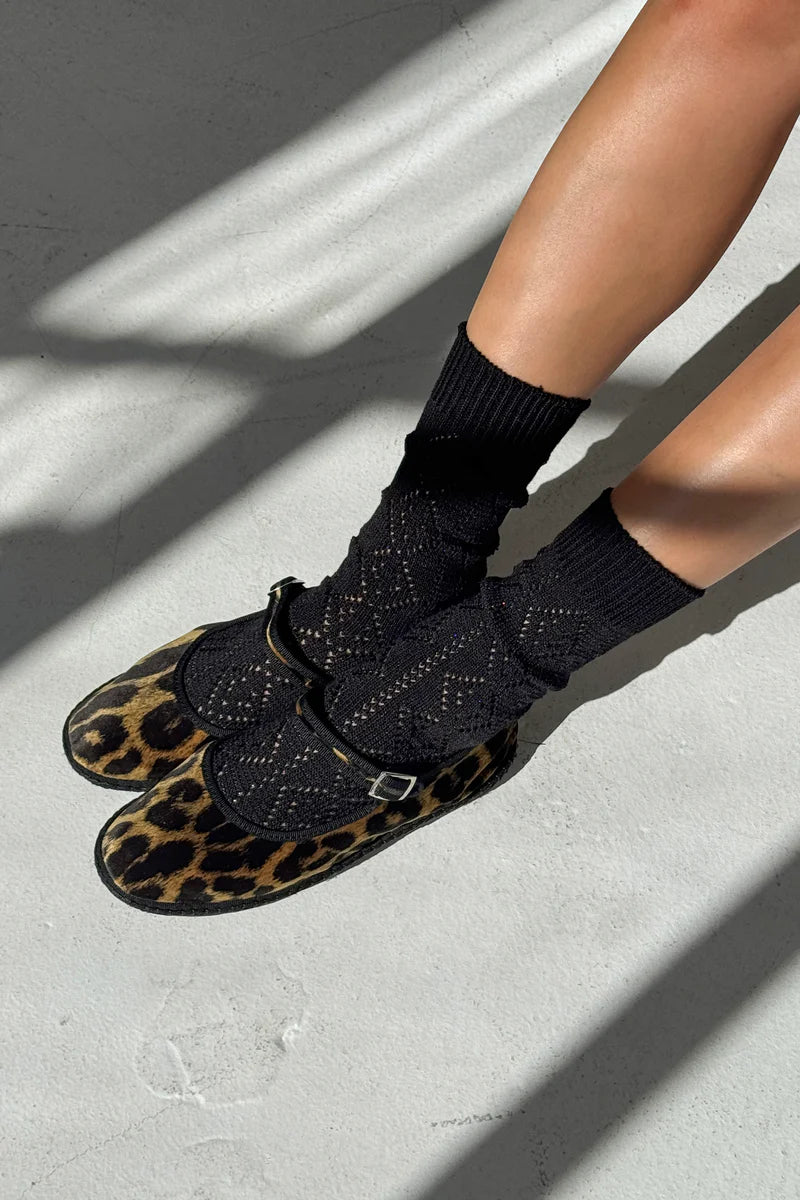 LE BON SHOPPE Modal Eyelet Socks | Jet Black LEO BOUTIQUE