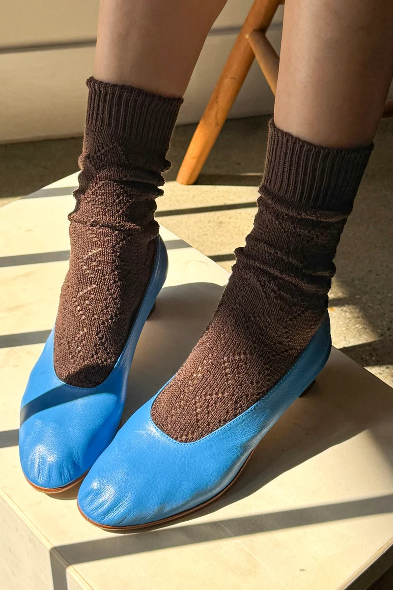 LE BON SHOPPE Modal Eyelet Socks | Brown LEO BOUTIQUE