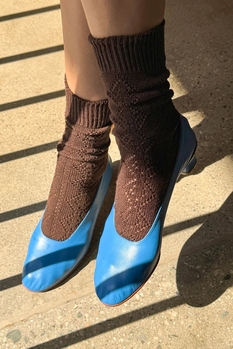 LE BON SHOPPE Modal Eyelet Socks | Brown LEO BOUTIQUE