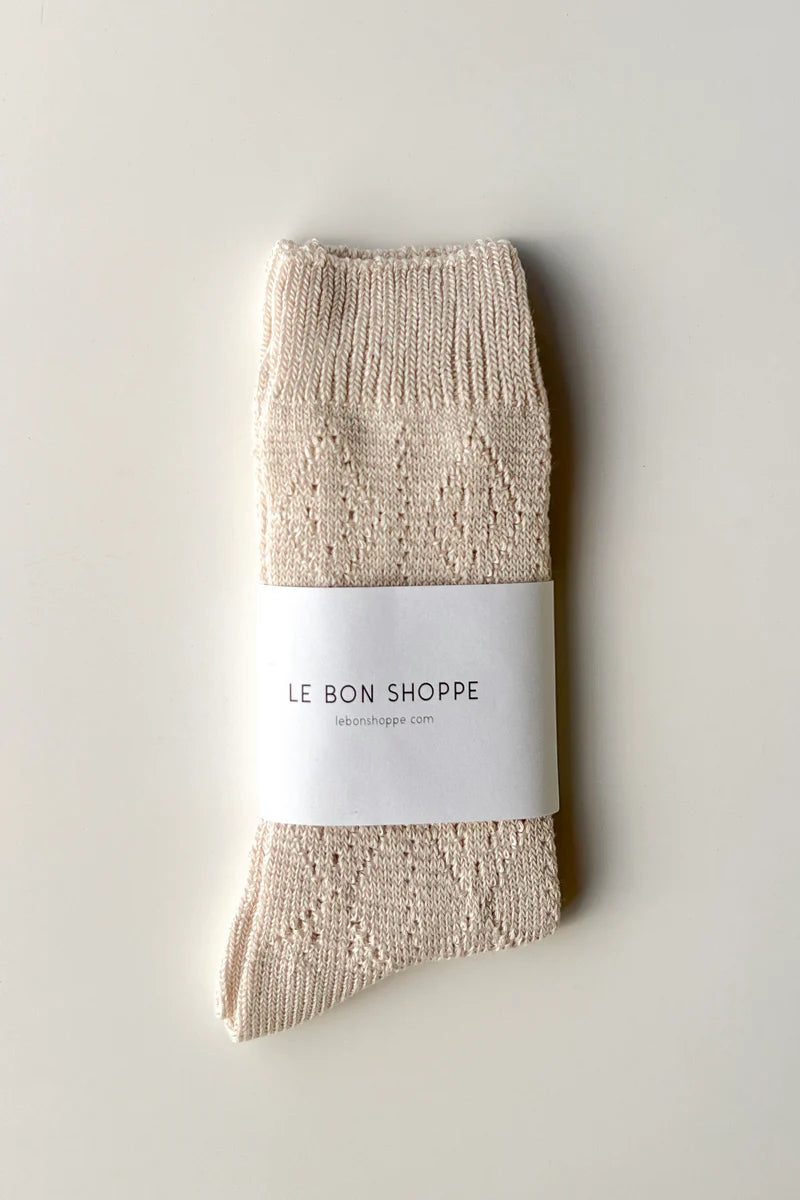 LE BON SHOPPE Modal Eyelet Socks | Oyster LEO BOUTIQUE