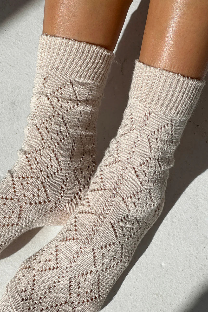 LE BON SHOPPE Modal Eyelet Socks | Oyster LEO BOUTIQUE