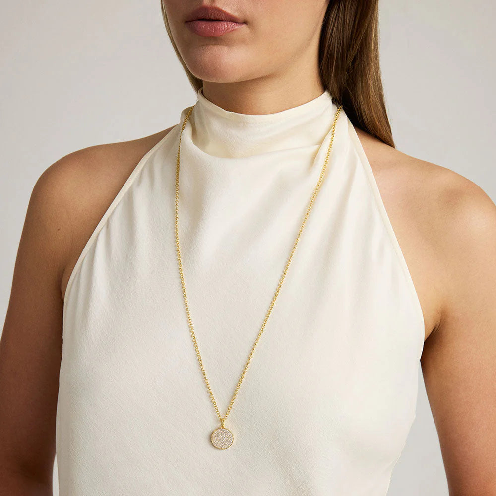 Mirabeaux Pave Long Pendant | Gold/CZ