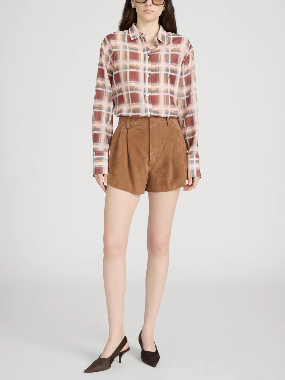 LEO BOUTIQUE The Boy Shirt | Silver Peony Plaid FRAME DENIM