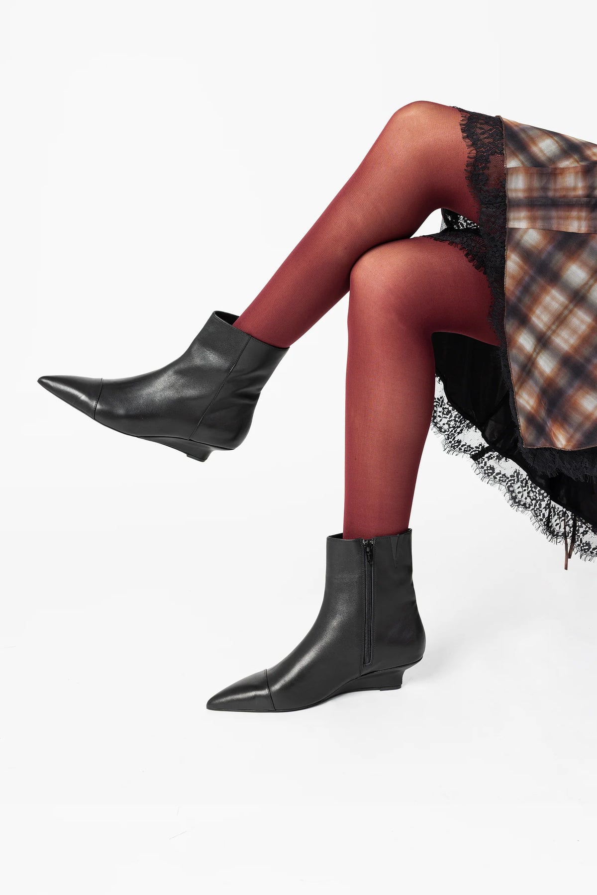 LEO BOUTIQUE Lexicon Micro Wedge Heel Ankle Boot | Black INTENTIONALLY BLANK