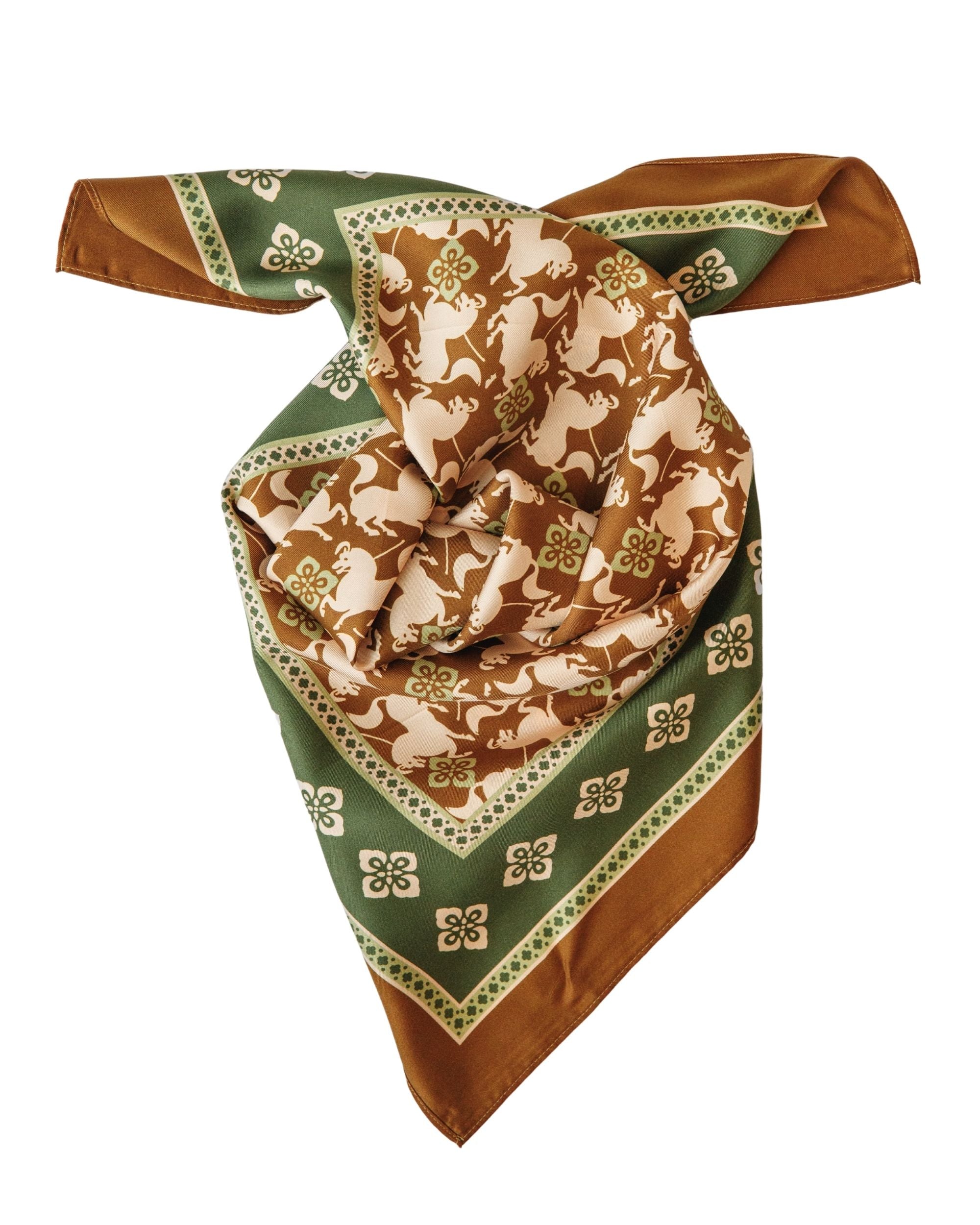 LEO BOUTIQUE Ana Printed Scarf | Brown/Green Multi PALM PALM