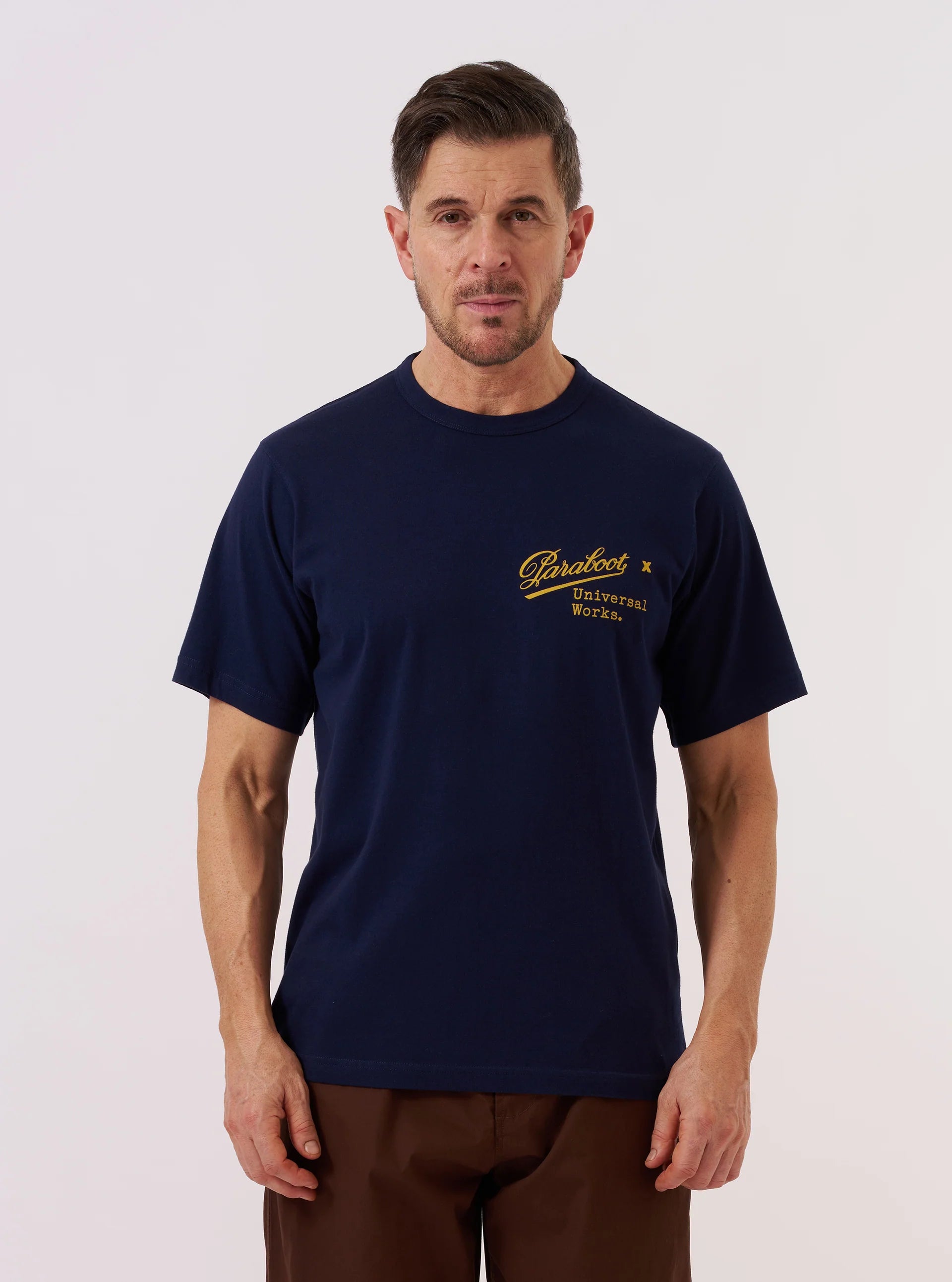UNIVERSAL WORKS Paraboot x Universal Works Single Jersey Print Tee | Navy LEO BOUTIQUE