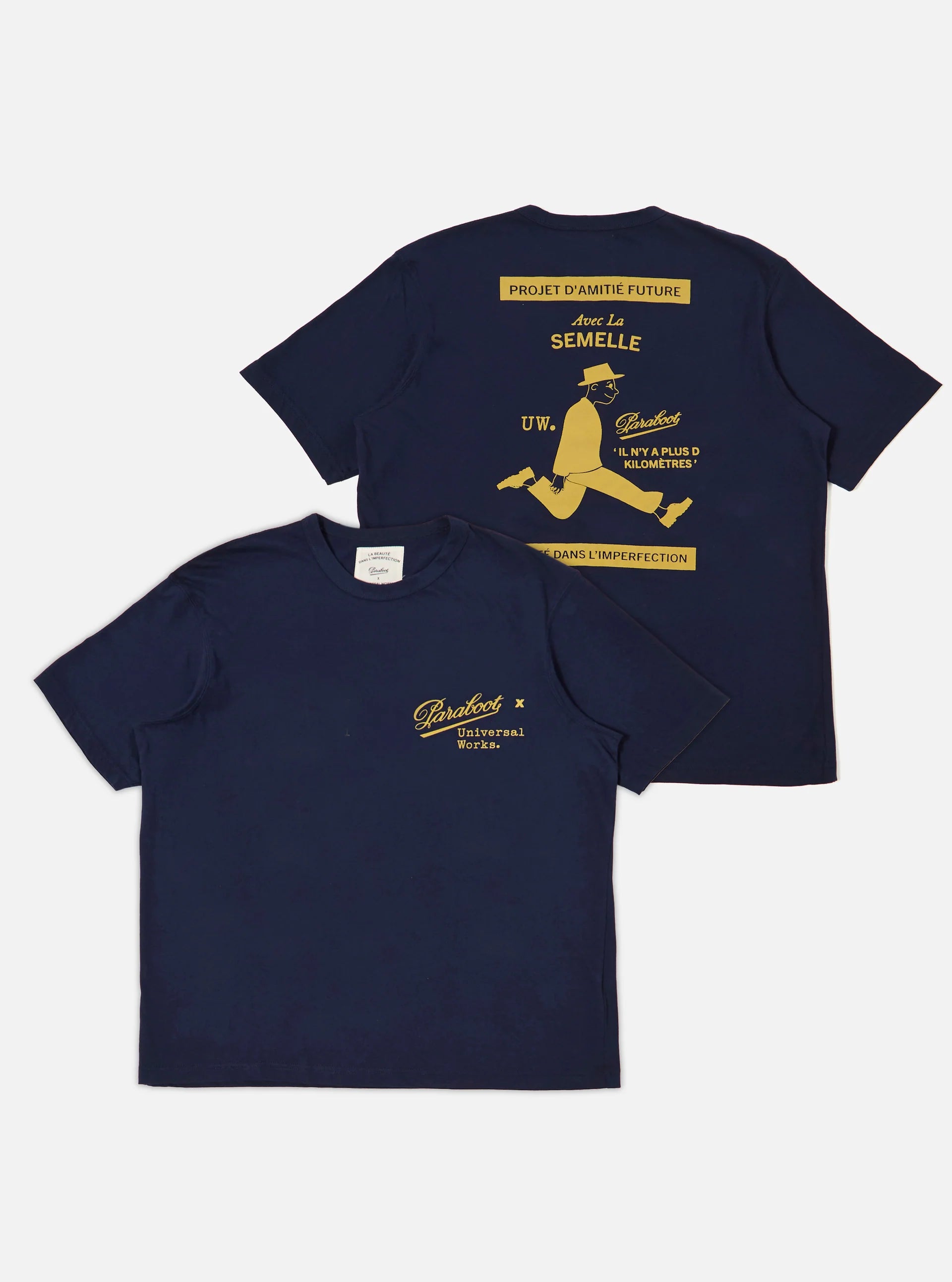 UNIVERSAL WORKS Paraboot x Universal Works Single Jersey Print Tee | Navy LEO BOUTIQUE