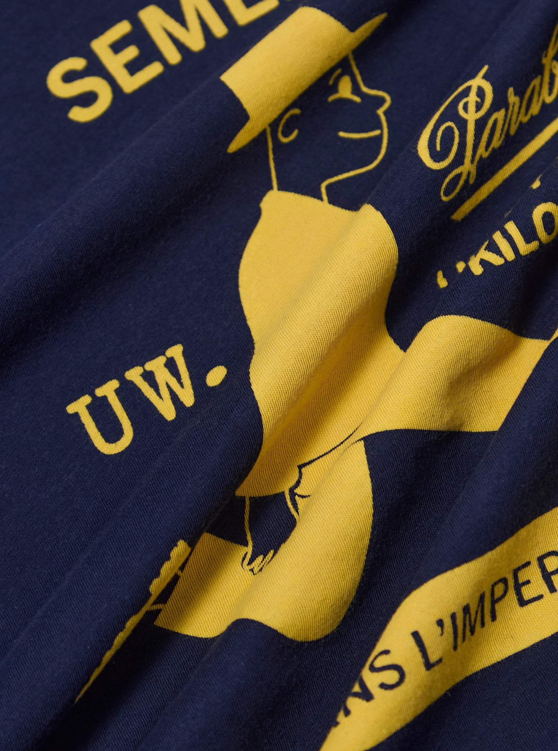UNIVERSAL WORKS Paraboot x Universal Works Single Jersey Print Tee | Navy LEO BOUTIQUE