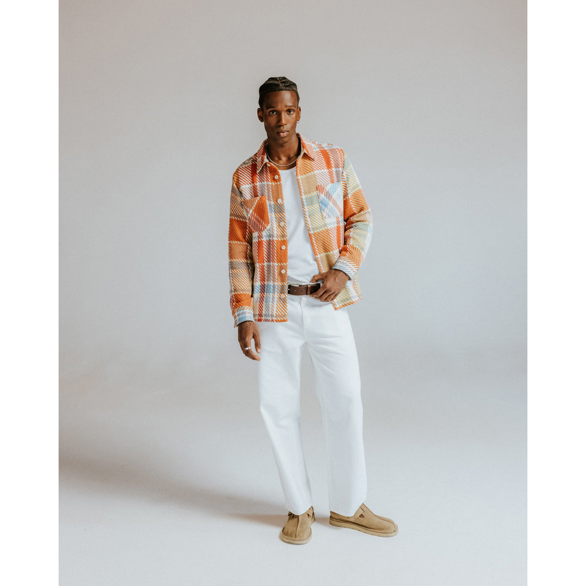 WAX LONDON Whiting Overshirt | Blue Check And Pastel Multi LEO BOUTIQU…