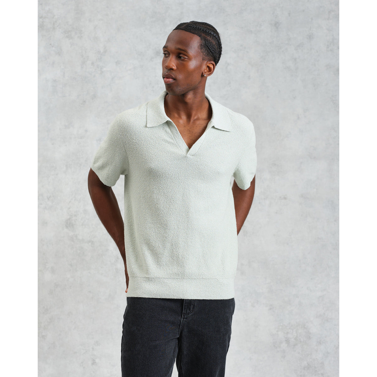 Siena Boucle Yarn Polo | Pale Green