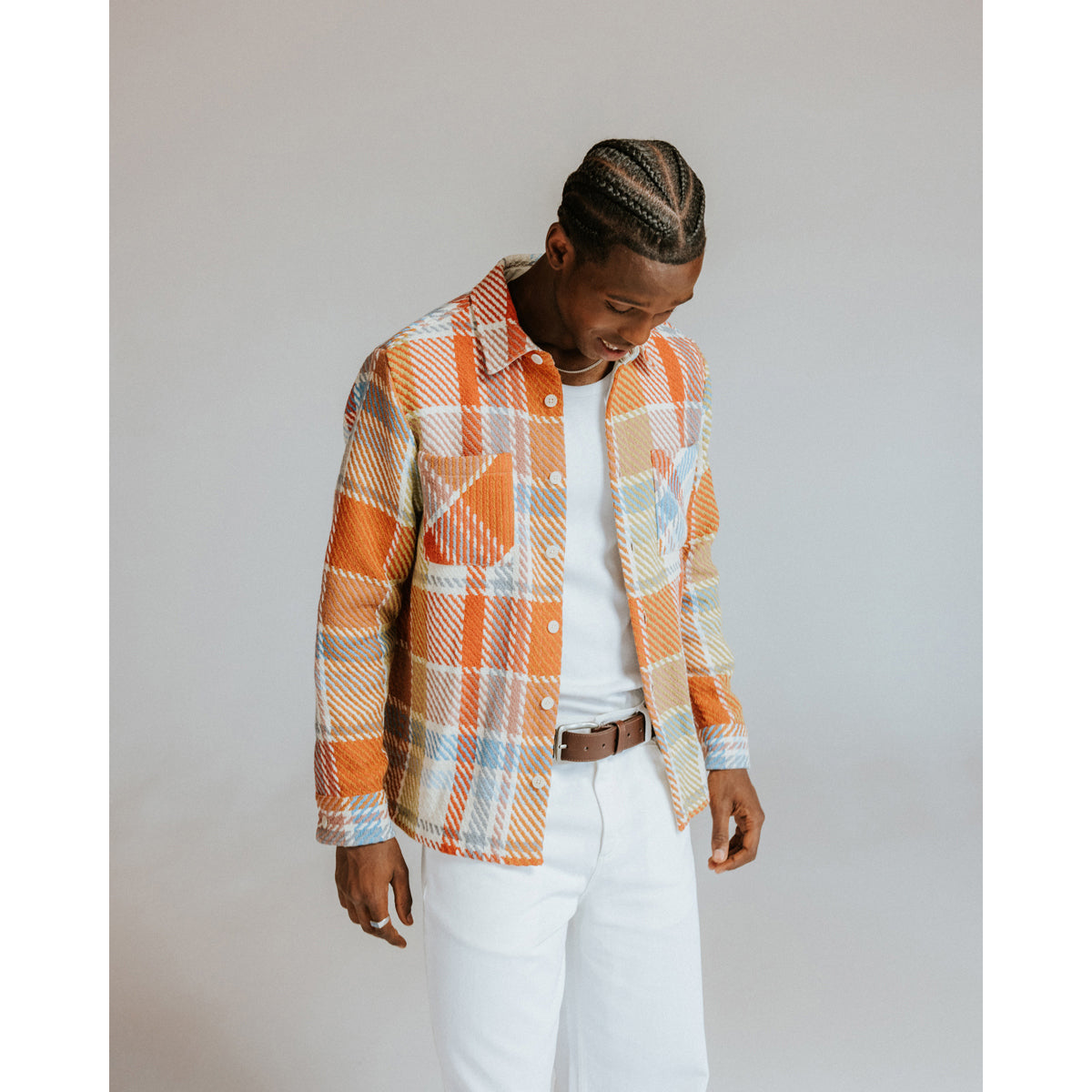 WAX LONDON Whiting Overshirt | Blue Check And Pastel Multi LEO BOUTIQU…