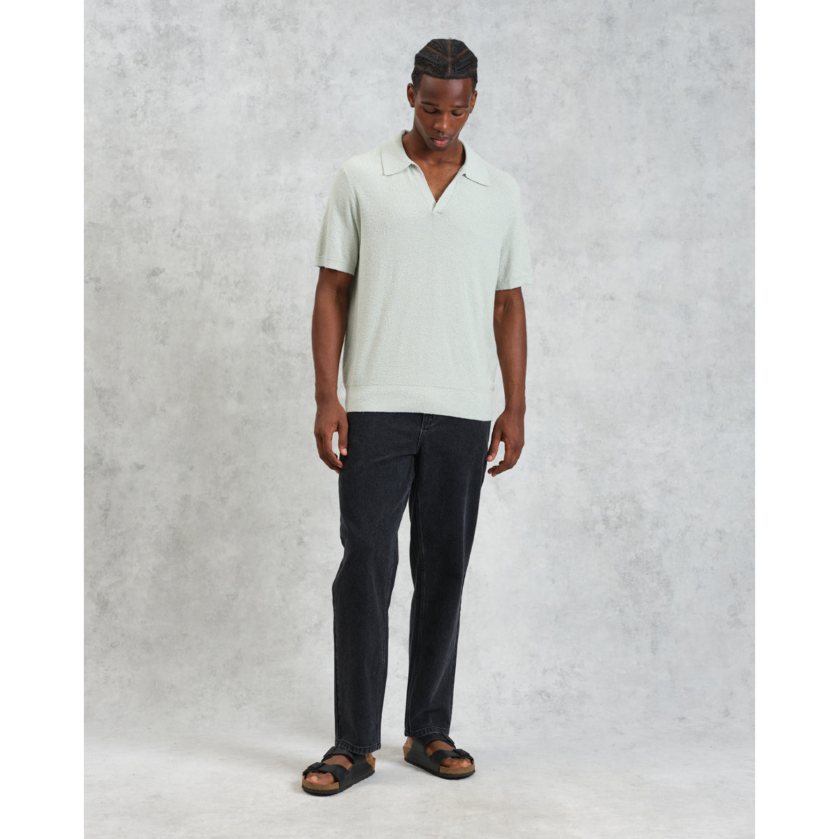 Siena Boucle Yarn Polo | Pale Green