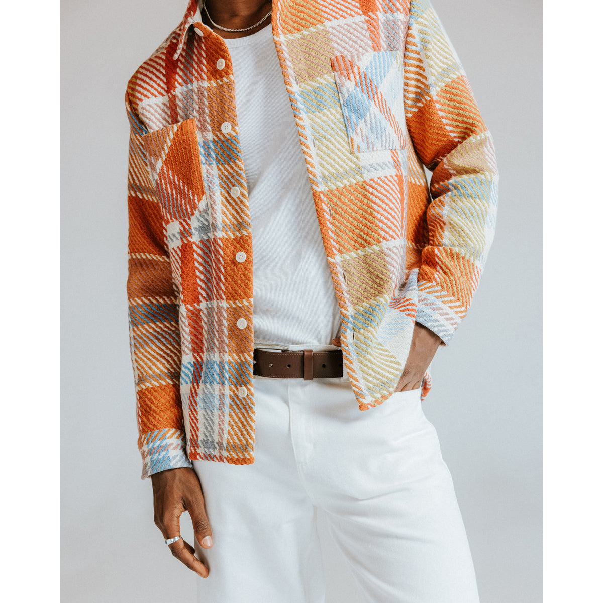 WAX LONDON Whiting Overshirt | Blue Check And Pastel Multi LEO BOUTIQU…