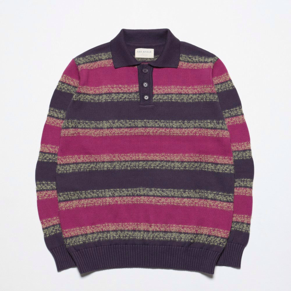 Leo Boutique | Kier Polo Knit | Gellano stripe pur plume\multi |  Far Afield