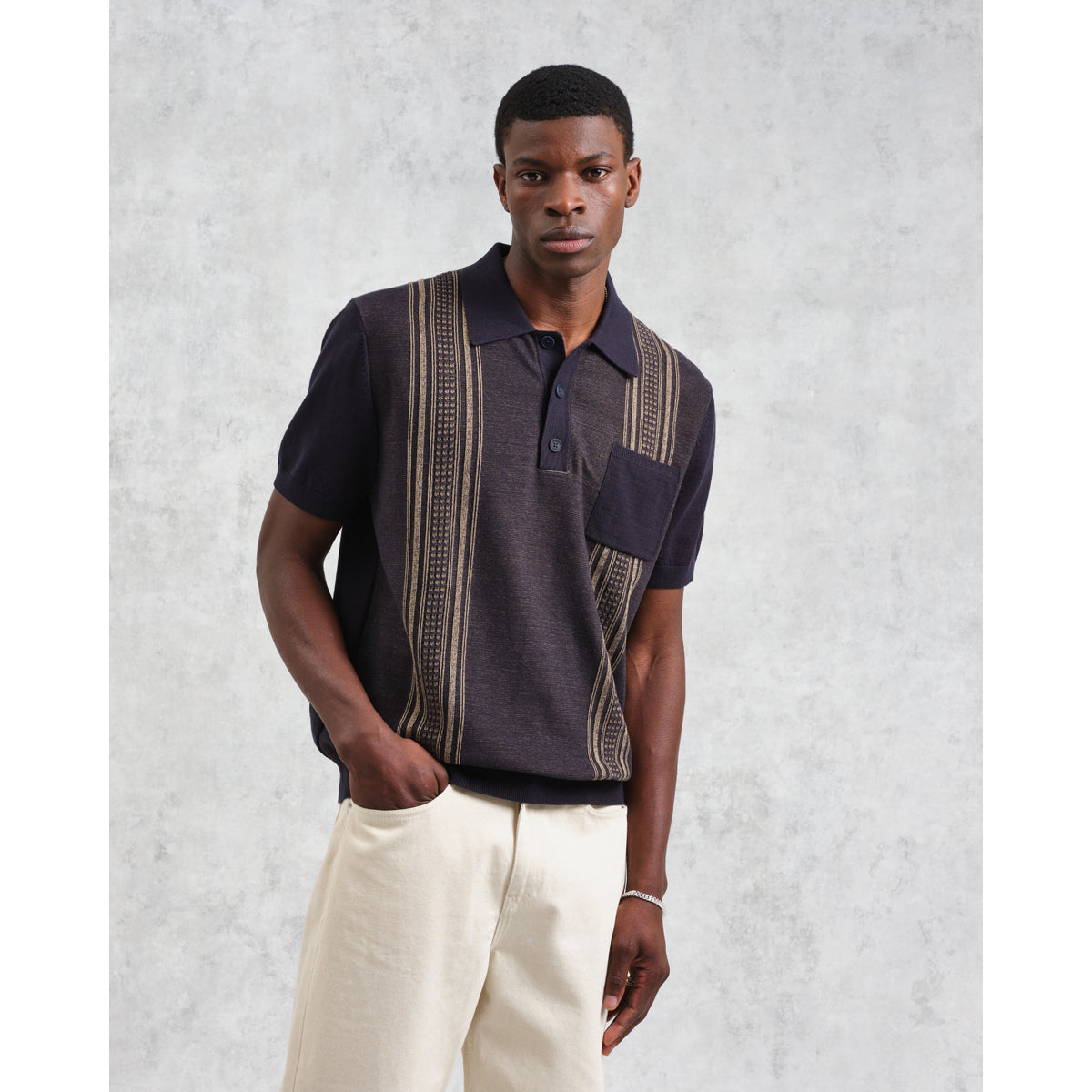 Wax London Turin Pocket Polo | Retro Stripe/Navy/Khaki LEO BOUTIQUE