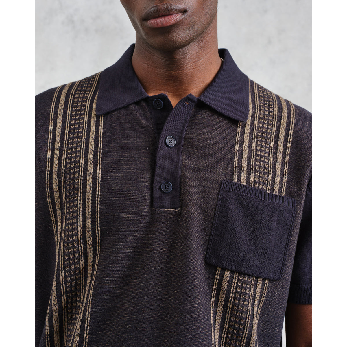 Wax London Turin Pocket Polo | Retro Stripe/Navy/Khaki LEO BOUTIQUE