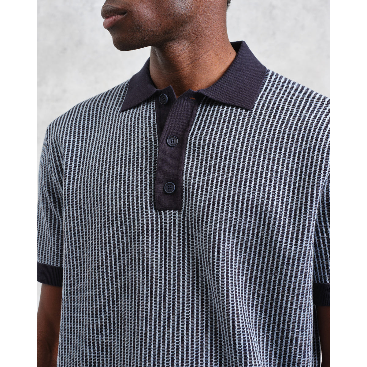 Wax London Turin Polo | Ladder Stripe/Navy LEO BOUTIQUE