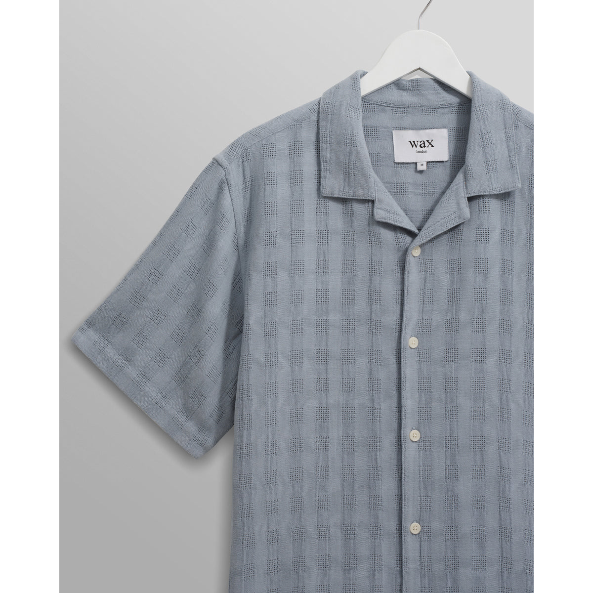 Wax London Didcot Shirt | Open Weave Grid/Pale Blue LEO BOUTIQUE