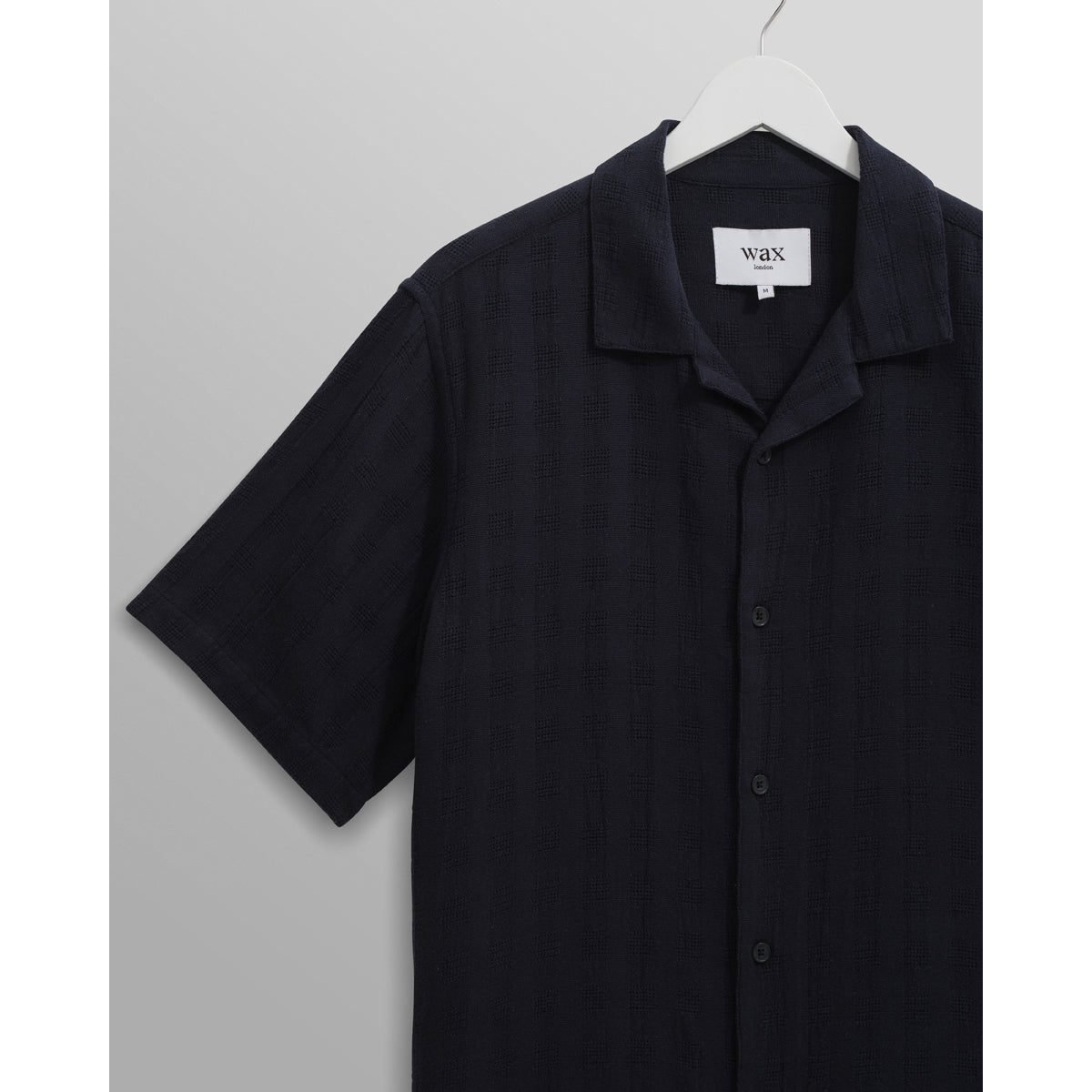 Wax London Didcot Shirt | Open Weave Grid/Navy LEO BOUTIQUE