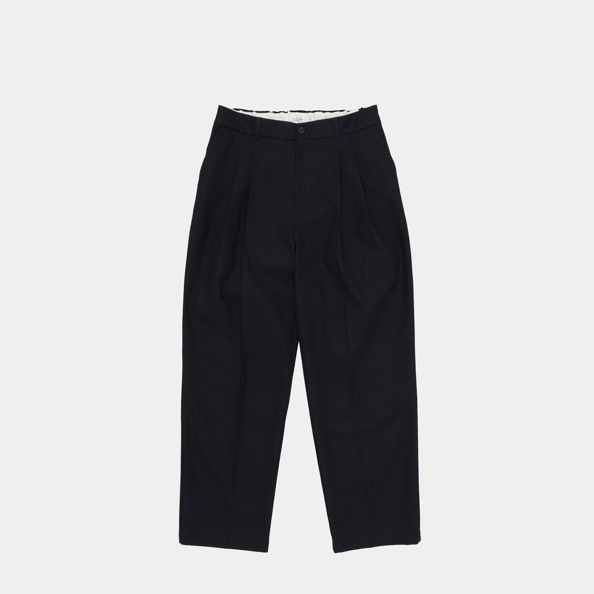 STILL BY HAND Deep Tucked Pressed Pants | Black Navy LEO BOUTIQUE