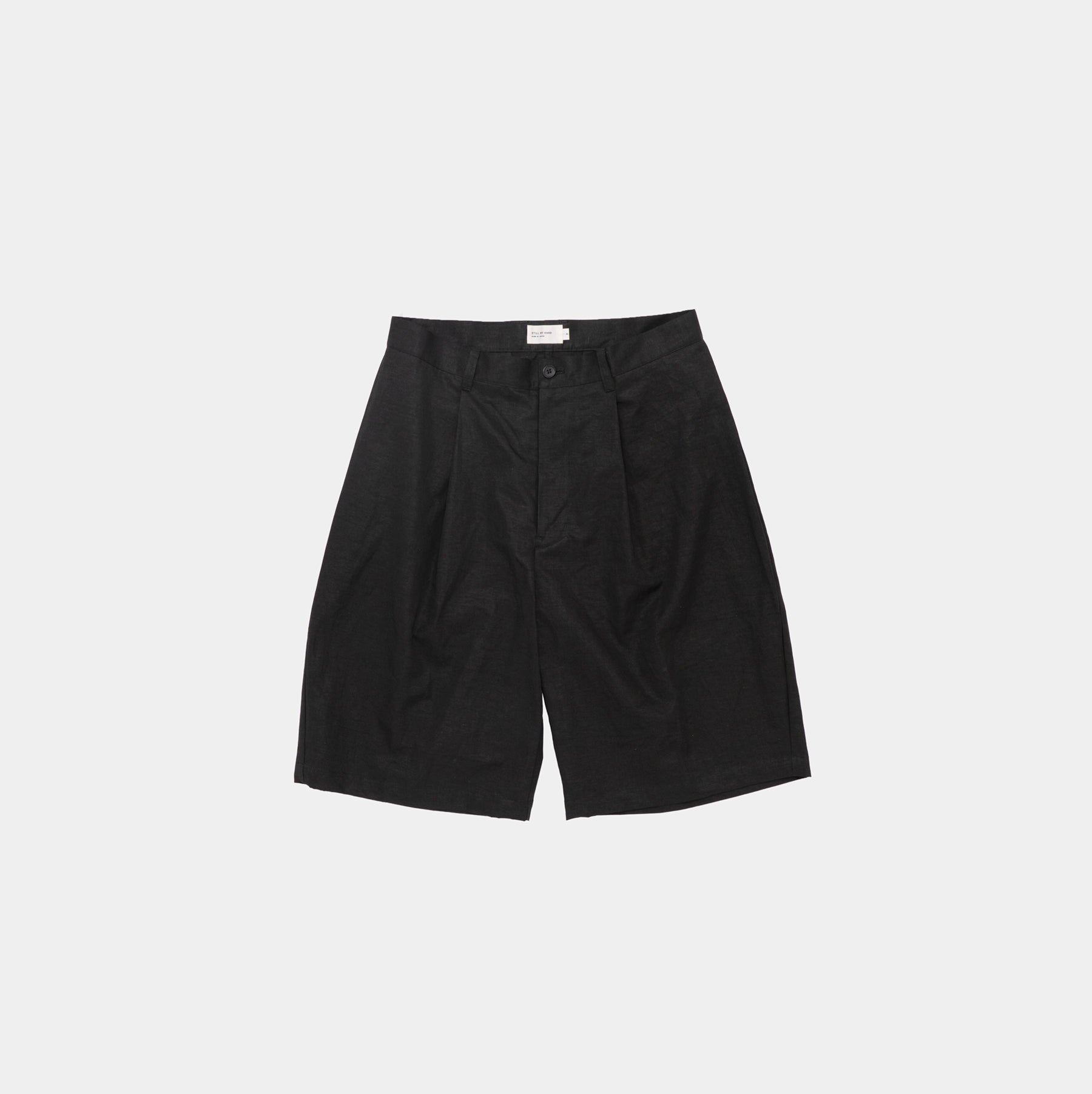 STILL BY HAND Linen Mixed Wide Shorts | Black LEO BOUTIQUE