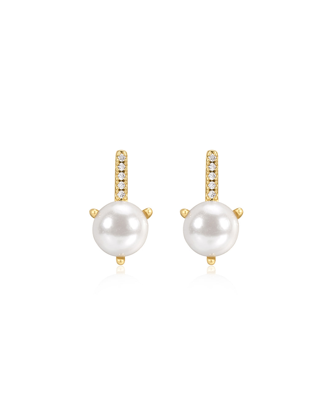 LUV AJ Pave Post Pearl Stud | Gold LEO BOUTIQUE