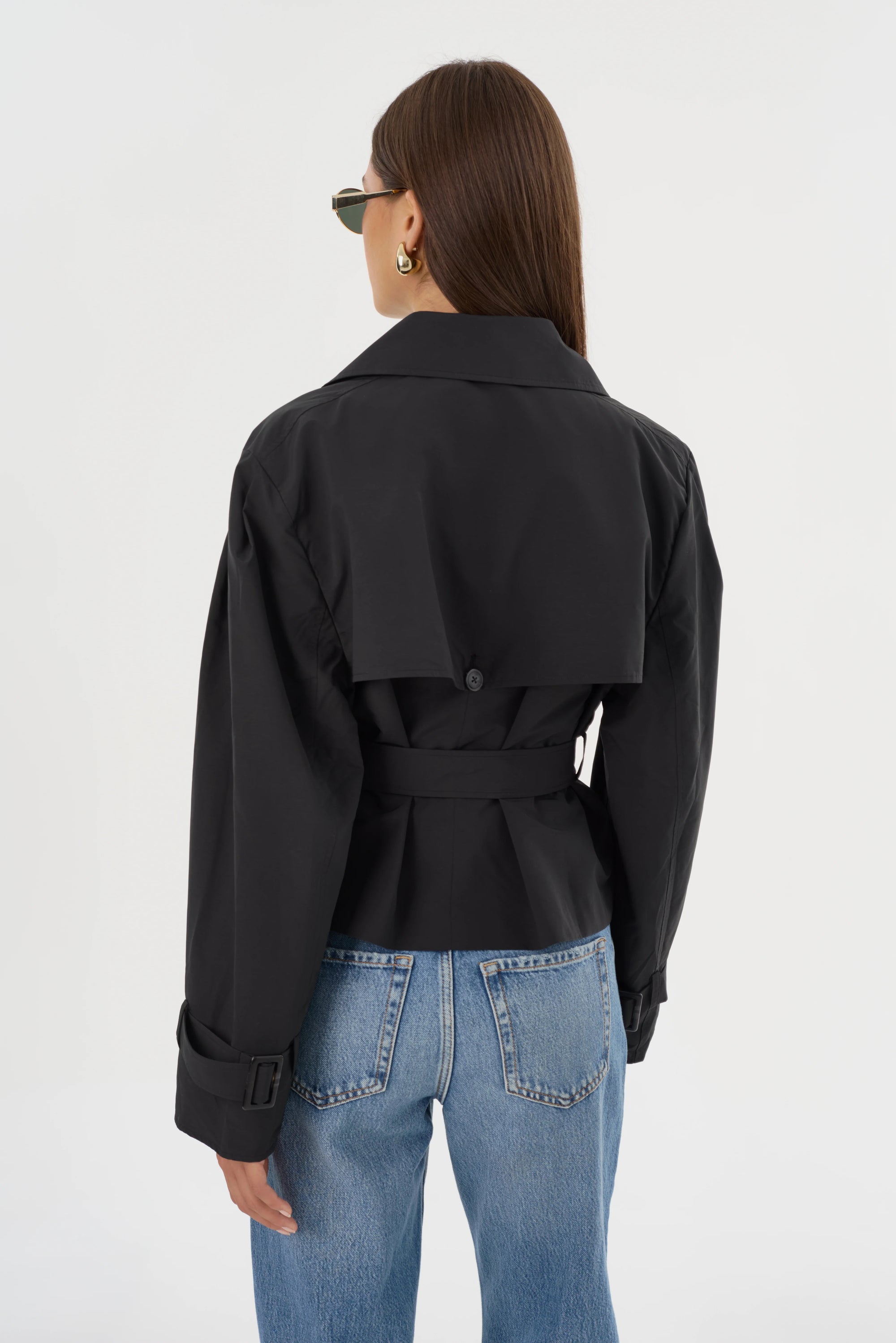 LAMARQUE Quinn Short Trench Jacket | Black LEO BOUTIQUE