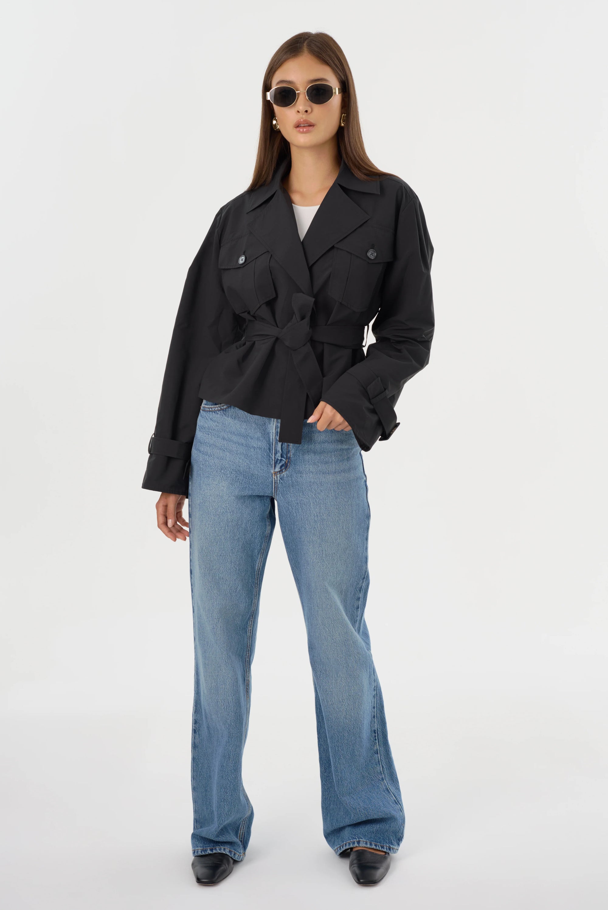 LAMARQUE Quinn Short Trench Jacket | Black LEO BOUTIQUE